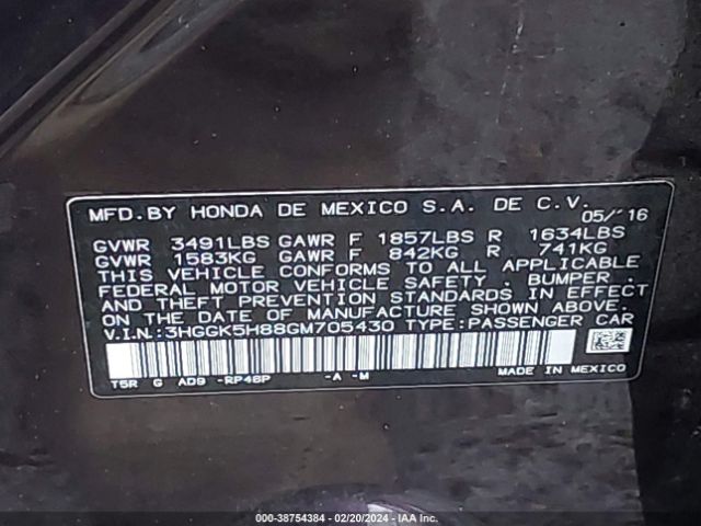 3HGGK5H88GM705430 Honda Fit Ex-l