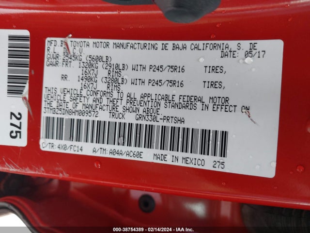 Toyota Tacoma Sr5 2017 3TMBZ5DN8HM009572 Image 9