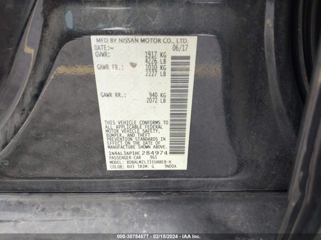 Nissan Altima 2.5 Sv 2017 1N4AL3AP1HC284974 Image 9