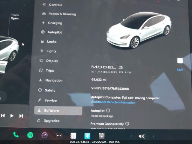 5YJ3E1EA7MF922066 Tesla Model 3 Standard Range Plus Rear-wheel Drive