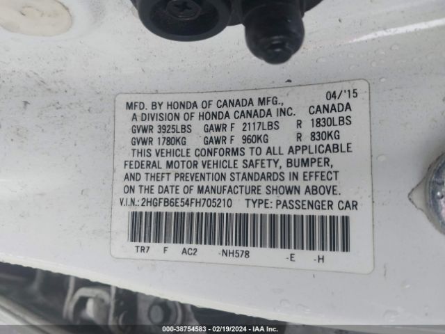 2HGFB6E54FH705210 Honda CIVIC SI