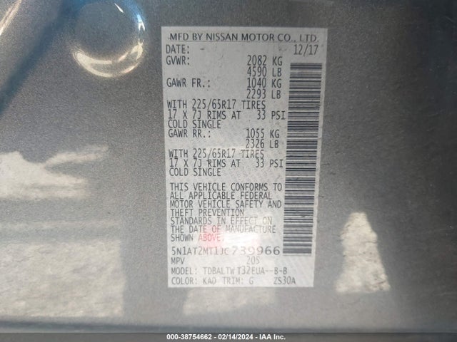 Nissan ROGUE SV 2018 5N1AT2MT1JC739966 Image 9