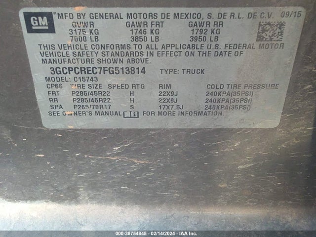 Chevrolet Silverado 1500 1lt 2015 3GCPCREC7FG513814 Image 9
