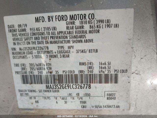 2020 FORD ECOSPORT MAJ3S2GE9LC326778 Photo 8