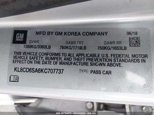 Chevrolet Spark 1lt Cvt 2019 KL8CD6SA6KC707737 Image 9