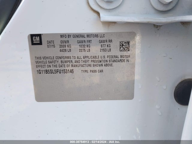 Chevrolet MALIBU LS 2015 1G11B5SL5FU153146 Image 9
