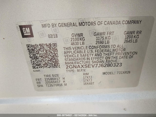 Chevrolet EQUINOX LT 2018 2GNAXSEV7J6280323 Image 9