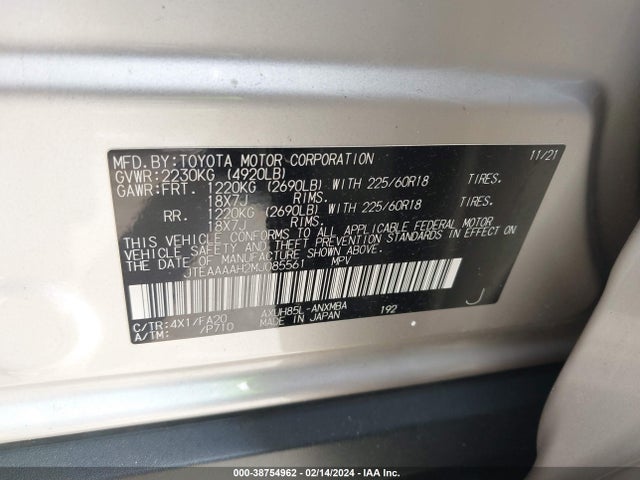 Toyota VENZA LE 2021 JTEAAAAH2MJ085561 Image 9