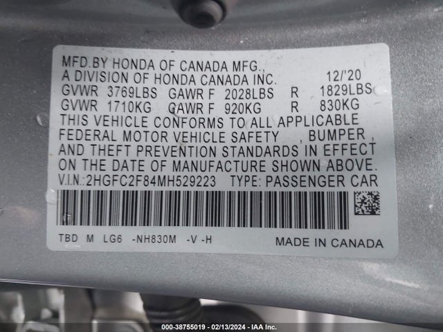 Honda Civic Sport 2021 2HGFC2F84MH529223 Image 9