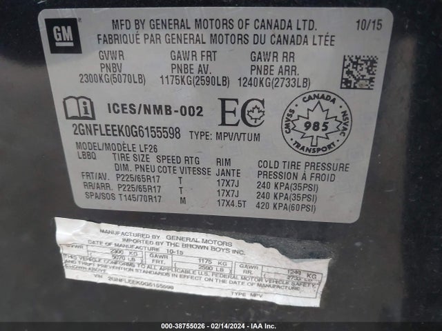 Chevrolet EQUINOX LS 2016 2GNFLEEK0G6155598 Image 9