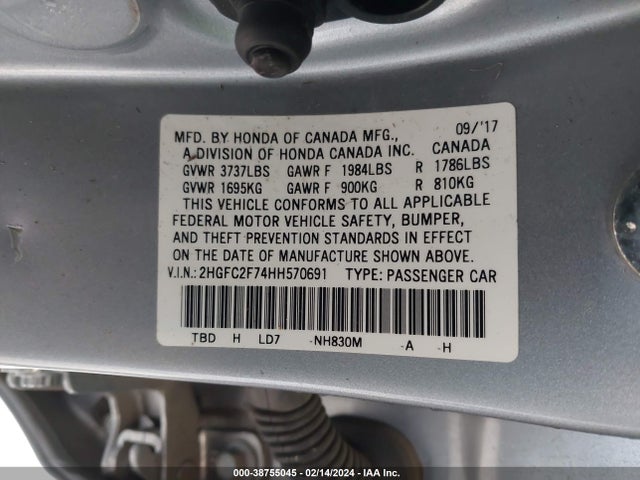Honda CIVIC EX 2017 2HGFC2F74HH570691 Image 9