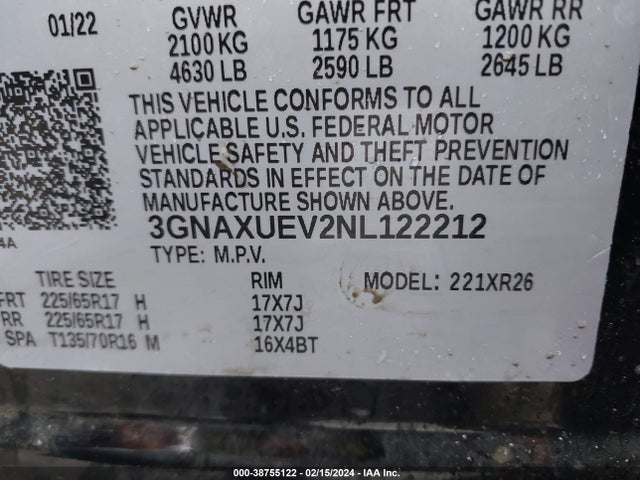 Chevrolet Equinox Awd Lt 2022 3GNAXUEV2NL122212 Image 9