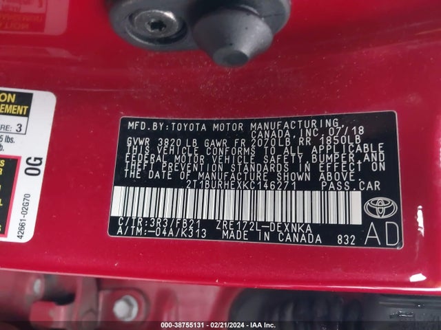 Toyota COROLLA LE 2019 2T1BURHEXKC146271 Image 9