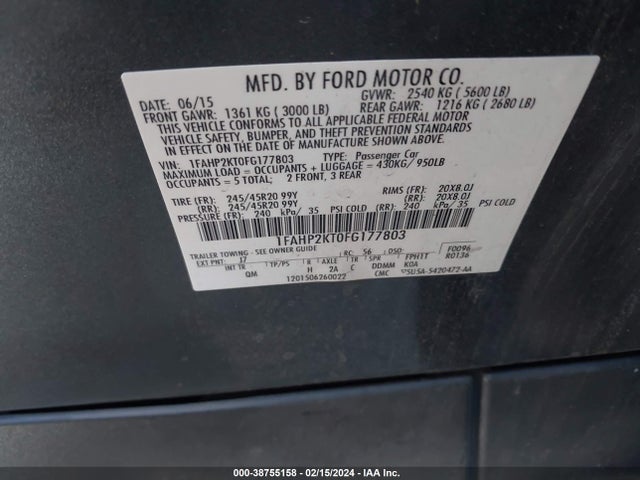 1FAHP2KT0FG177803 Ford TAURUS SHO