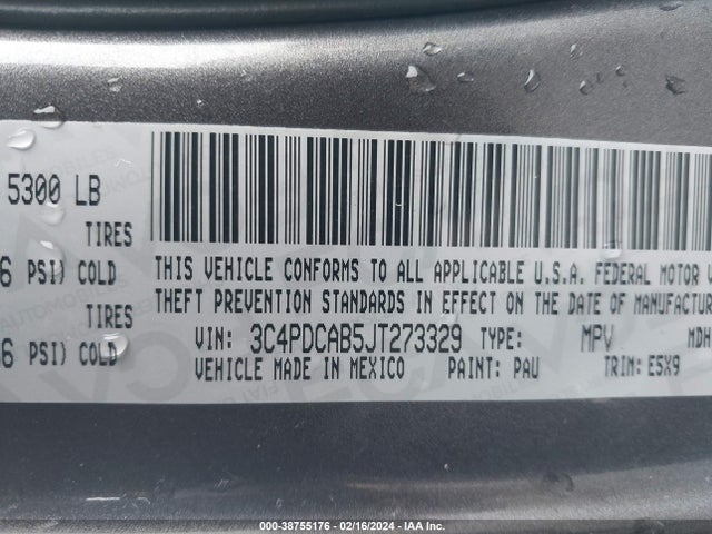 Dodge JOURNEY SE 2018 3C4PDCAB5JT273329 Image 9