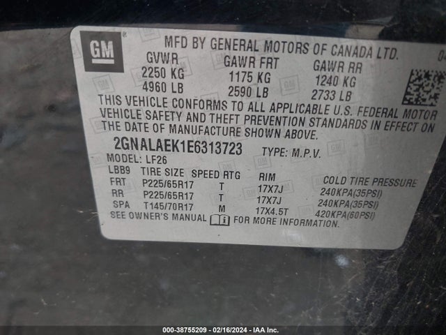 Chevrolet EQUINOX LS 2014 2GNALAEK1E6313723 Image 9