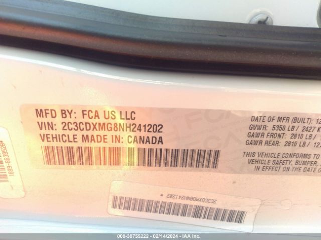 2C3CDXMG8NH241202 Dodge Charger Gt Awd
