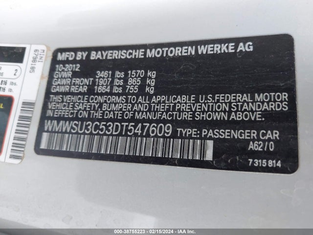2013 MINI HARDTOP WMWSU3C53DT547609 Photo 8