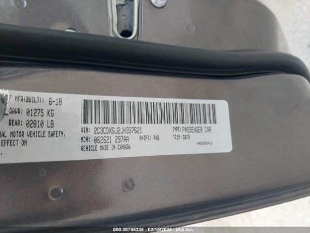 2C3CDXGJ2JH337621 Dodge Charger R/t Scat Pack Rwd