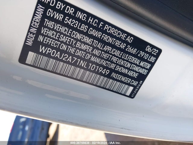 2022 PORSCHE PANAMERA WP0AJ2A71NL101949 Photo 8