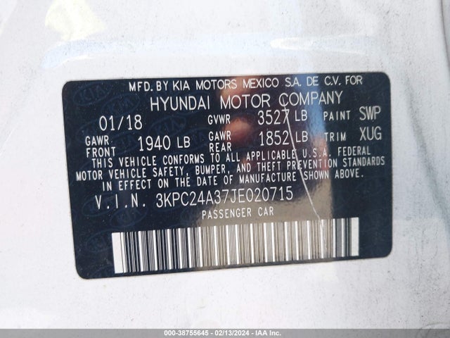 Hyundai ACCENT SE 2018 3KPC24A37JE020715 Image 9