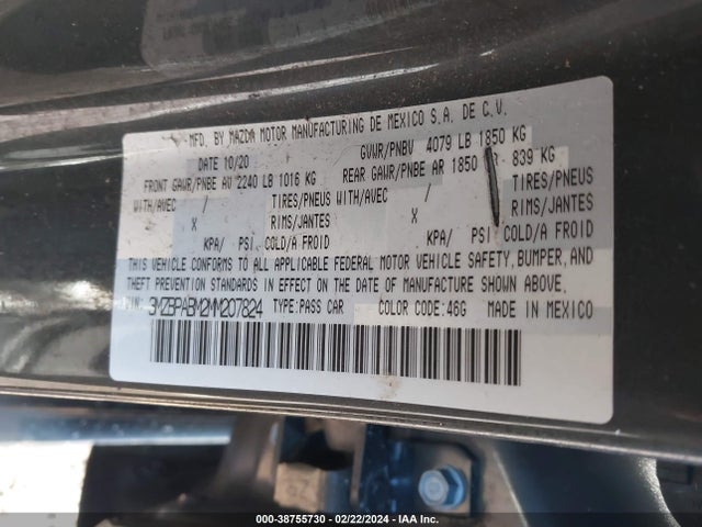 Mazda Mazda3 Select 2021 3MZBPABM2MM207824 Image 9