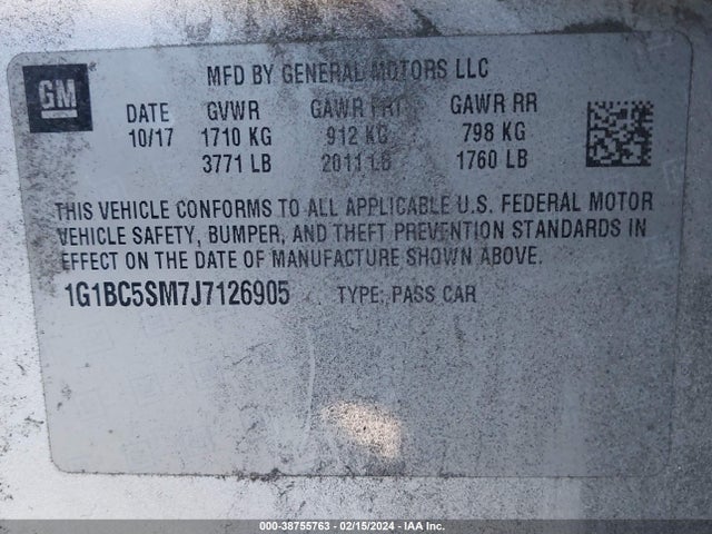 Chevrolet Cruze Ls Auto 2018 1G1BC5SM7J7126905 Image 9