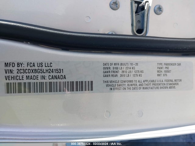 Dodge Charger Sxt Rwd 2020 2C3CDXBG5LH241531 Image 9