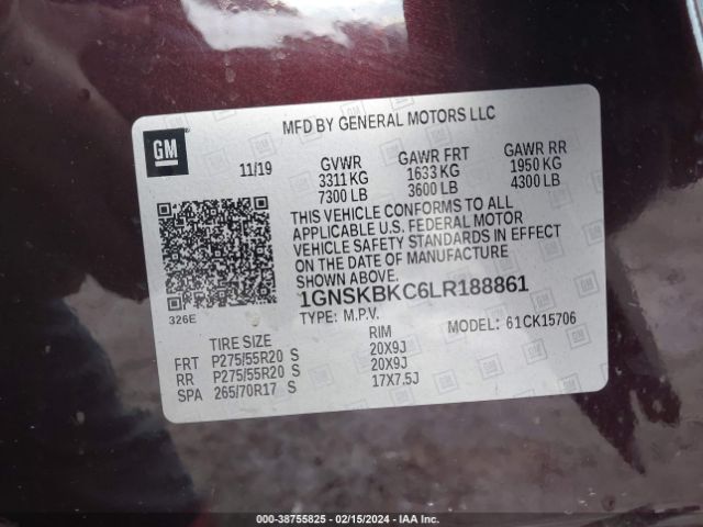 1GNSKBKC6LR188861 Chevrolet Tahoe 4wd Lt