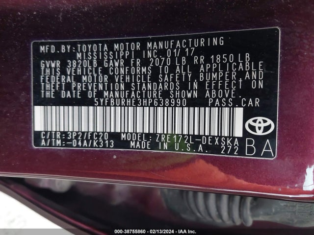 Toyota Corolla Se Special Edition 2017 5YFBURHE3HP638990 Image 9