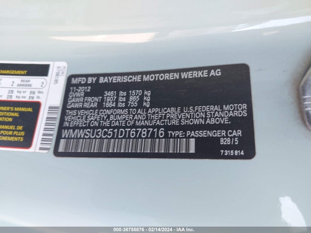 2013 MINI HARDTOP WMWSU3C51DT678716 Photo 8