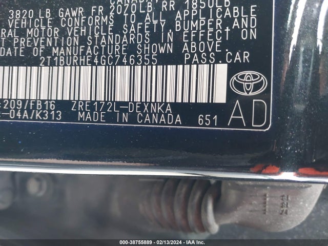 Toyota COROLLA LE 2016 2T1BURHE4GC746355 Image 9