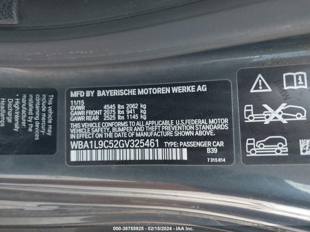 BMW 228i Xdrive 2016 WBA1L9C52GV325461 Image 9