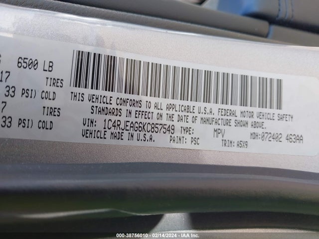 Jeep Grand Cherokee Laredo E 4x2 2019 1C4RJEAG6KC857549 Image 9