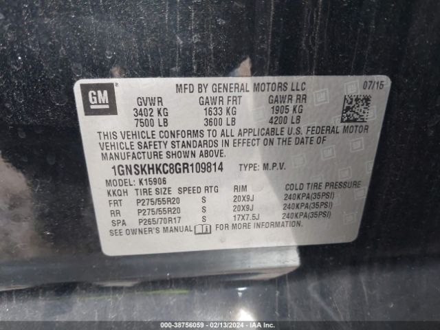 1GNSKHKC8GR109814 Chevrolet Suburban Lt