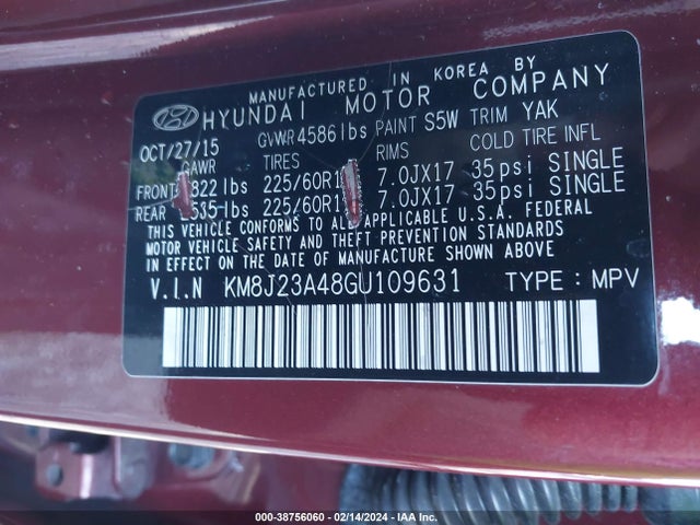 Hyundai TUCSON SE 2016 KM8J23A48GU109631 Image 9