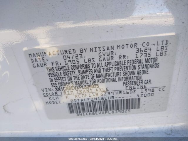 3N1CN8EVXPL839025 Nissan Versa 1.6 Sv Xtronic Cvt