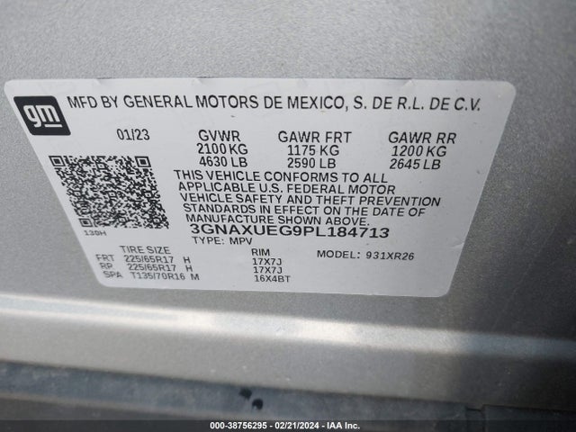 Chevrolet EQUINOX LT 2023 3GNAXUEG9PL184713 Image 9