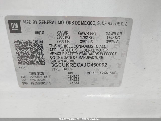 Chevrolet Silverado 1500 2lt 2018 3GCUKRECXJG450092 Image 9
