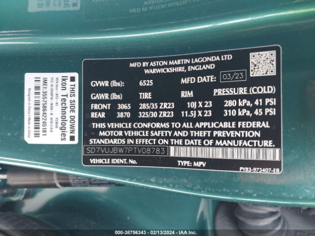 2023 ASTON MARTIN DBX SD7VUJBW7PTV08783 Photo 8