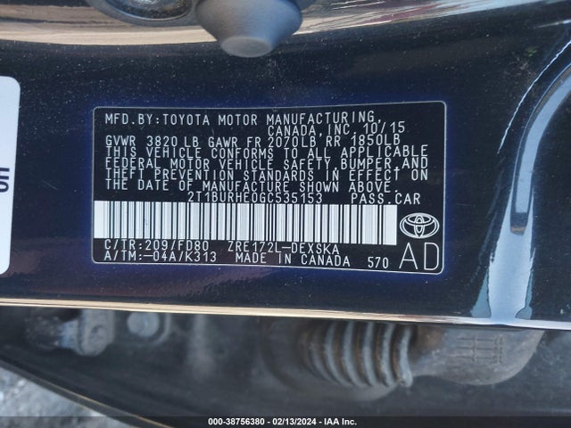 Toyota Corolla S Plus 2016 2T1BURHE0GC535153 Image 9