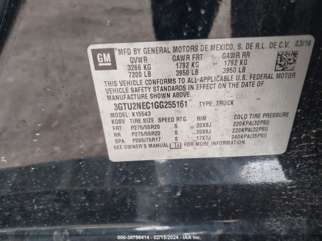 3GTU2NEC1GG255161 GMC Sierra 1500 Slt