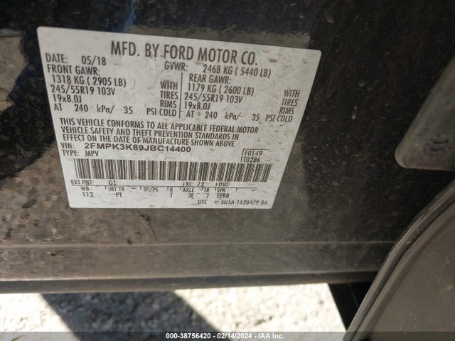 Ford Edge Titanium 2018 2FMPK3K89JBC14400 Image 9