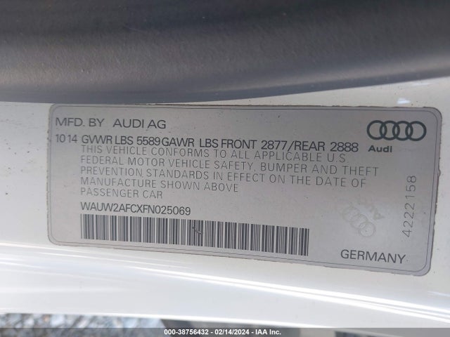 Audi S7 4.0t 2015 WAUW2AFCXFN025069 Image 9