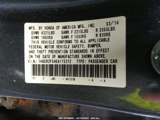 Honda Accord Sport 2014 1HGCR2F54EA175372 Image 9