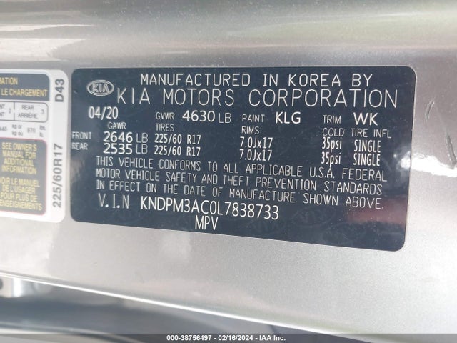 KIA Sportage Lx 2020 KNDPM3AC0L7838733 Image 9