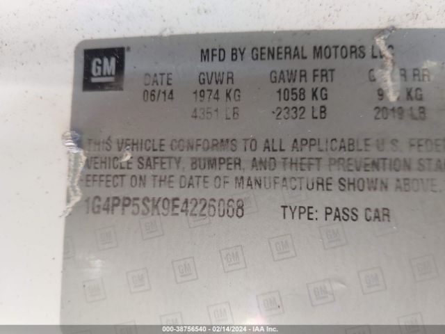 1G4PP5SK9E4226068 Buick Verano