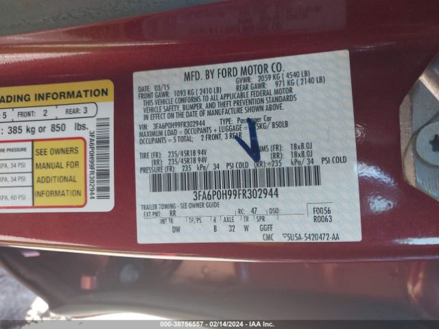 3FA6P0H99FR302944 Ford FUSION SE