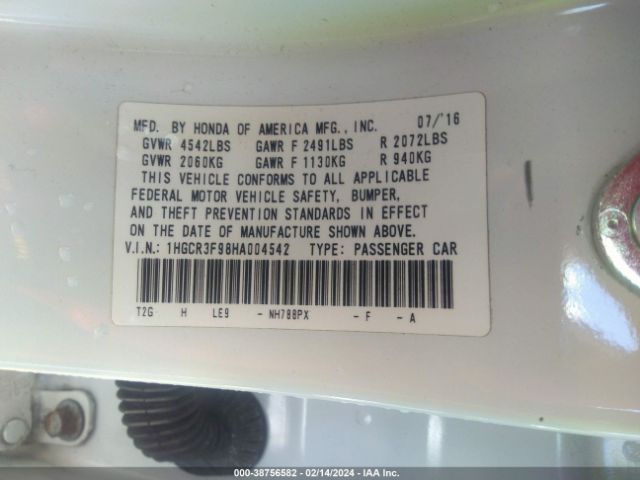 1HGCR3F98HA004542 Honda Accord Touring V6