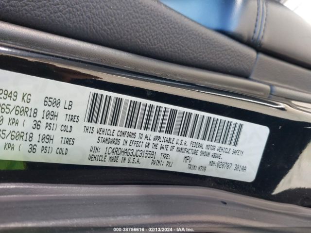 1C4RDHAG3JC315591 Dodge Durango Sxt Rwd
